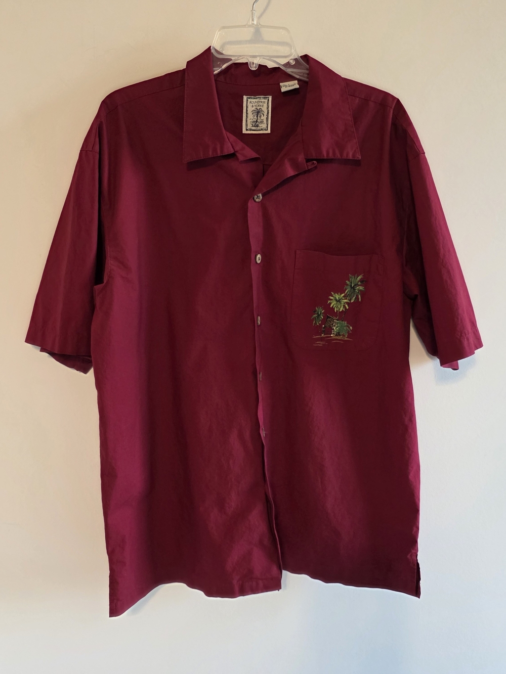 Roundtree & York Short Sleeve Camp Shirt Mens L Relaxed Fit Back Graphic Tropic